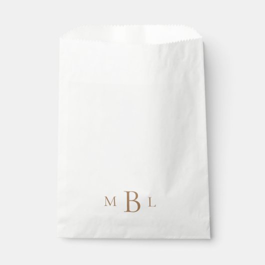 Sachets En Papier Simple Monogramme Or Blanc Elégant Faveur Sac (Devant)