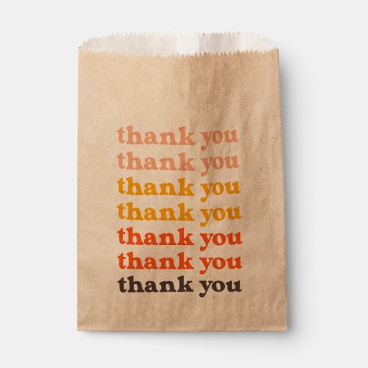 Sachets En Papier Simple Retro Typographie Merci Peach et Jaune (Devant)