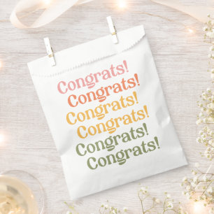 Sachets En Papier Simples Congrats de typographie rétro Jaune et ver