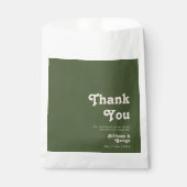 Sachets En Papier Simples vibrations rétro | Merci vert olive (Devant)
