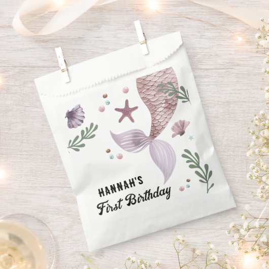 Sachets En Papier Sirène Anniversaire de enfant Mer pourpre (Coupé)