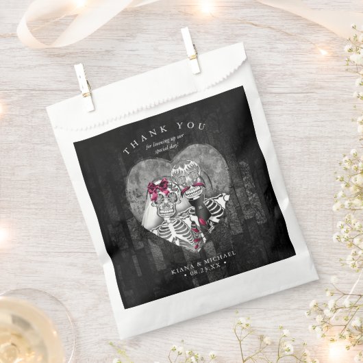 Sachets En Papier Skeletons Merci gothique Bourgogne ID866 (Coupé)