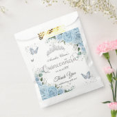 Sachets En Papier Sky Blue Floral Butterflies Silver Quinceañera 16 (Scellé)