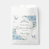 Sachets En Papier Sky Blue Floral Butterflies Silver Quinceañera 16 (Devant)