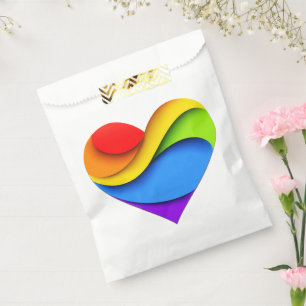 Sachets En Papier SlipperyJoe's cœur en forme de cœur arc-en-ciel ro