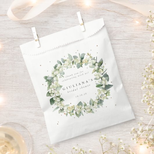 Sachets En Papier Snowberry+Eucalyptus Fête des mariées d'hiver (Coupé)
