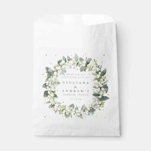 Sachets En Papier Snowberry+Eucalyptus Mariage hiver Douche (Devant)