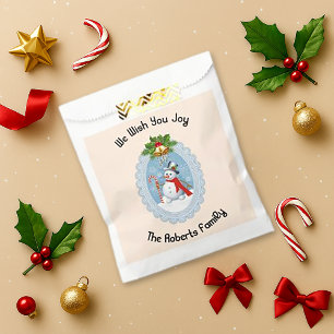 Sachets En Papier Snowman Holly Nous Vous Souhaitons Joie Holiday