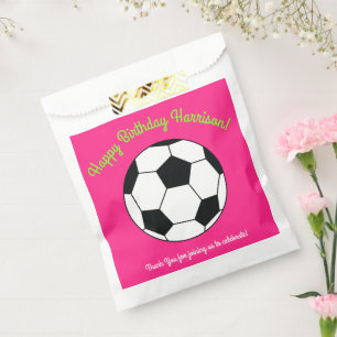 Sachets En Papier Soccer rose fête d'anniversaire