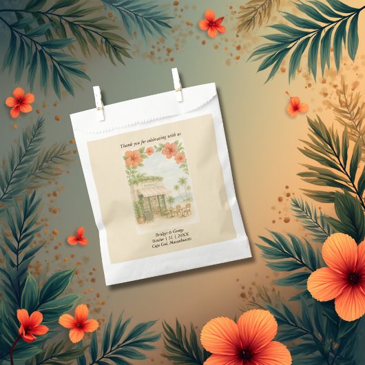 Sachets En Papier Soft Green Tropical Hawaii Destination Mariage