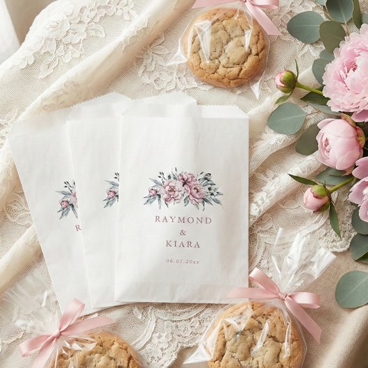 Sachets En Papier Soft Muted Dusty Pink Peony Wedding