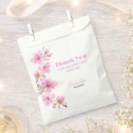 Sachets En Papier Soft Pastel Rose Cerise Fleur Sakura Anniversaire (Coupé)