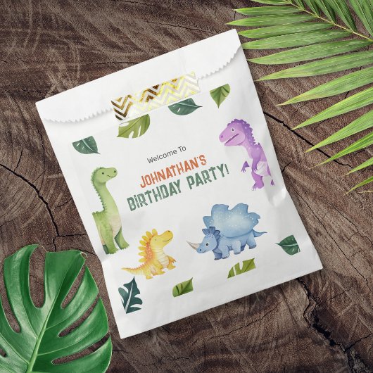 Sachets En Papier Soirée Anniversaire de enfant Dinosaure aux couleu