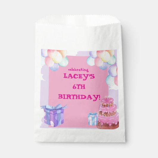 Sachets En Papier Soirée : Anniversaire violet et rose (Devant)