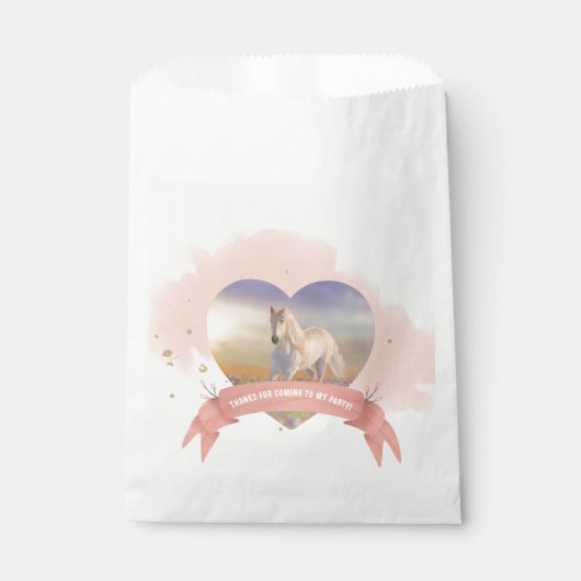 Sachets En Papier Soirée d'anniversaire de cheval personnalisée (Devant)