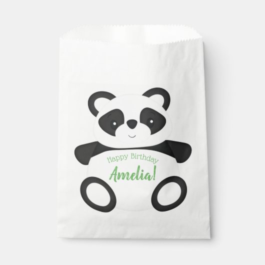 Sachets En Papier Soirée d'anniversaire de l'Ours Panda Vert (Devant)