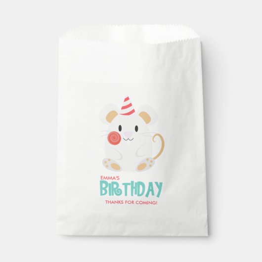Sachets En Papier Soirée d'anniversaire du mignon Rat Kid (Devant)