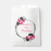 Sachets En Papier Soirée d'Anniversaire Elégante Rose et Argent chau (Devant)