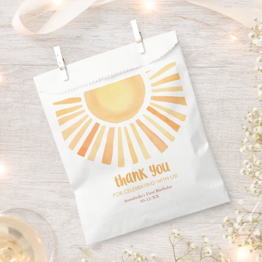 Sachets En Papier Soleil jaune brillant sexe neutre anniversaire (Coupé)