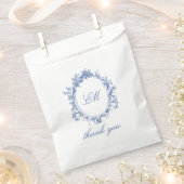 Sachets En Papier Sophistiqué Classic Mnogramme Crest Bleu Toile (Coupé)