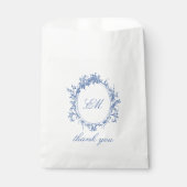 Sachets En Papier Sophistiqué Classic Mnogramme Crest Bleu Toile (Devant)