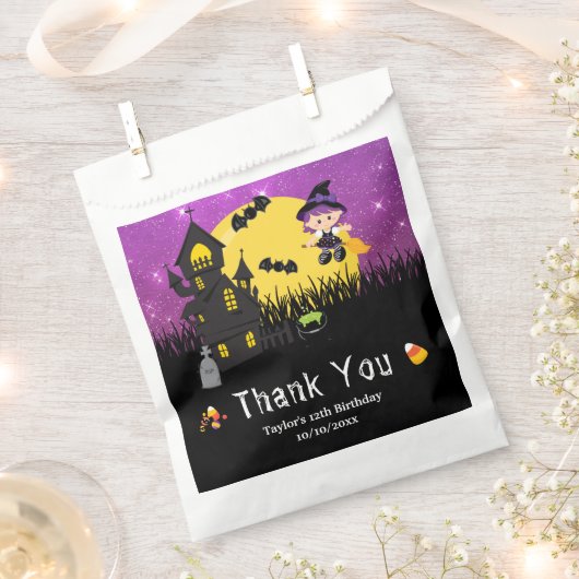 Sachets En Papier Sorcière de fête d'anniversaire d'Halloween violet (Coupé)