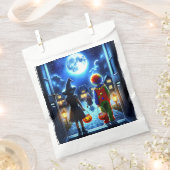 Sachets En Papier Sorcière et clown regardant un Halloween monstre (Coupé)