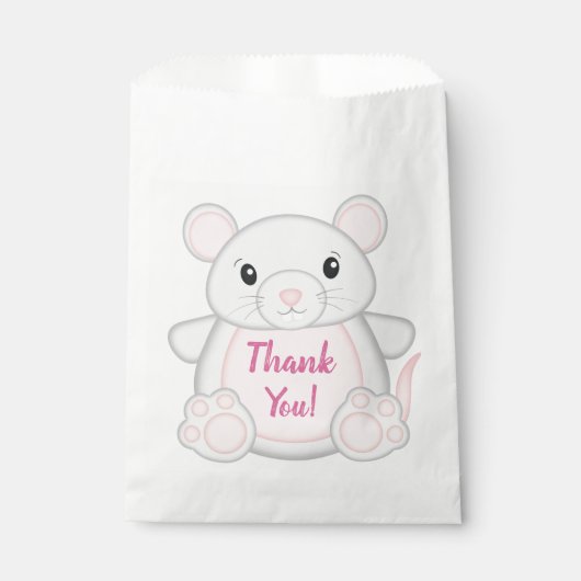 Sachets En Papier Souris Anniversaire rose (Devant)