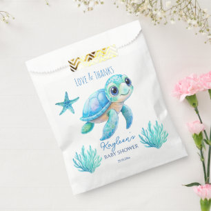 Sachets En Papier Sous la mer jolie tortue aqua bleu baby shower
