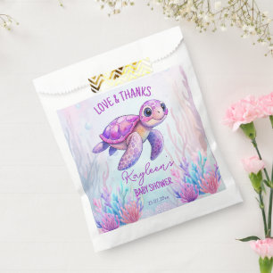 Sachets En Papier Sous la mer mignon tortue baby shower rose coutume