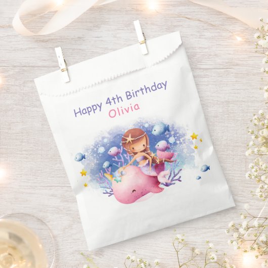 Sachets En Papier Sous la mer, mignonne Sirène Anniversaire (Coupé)