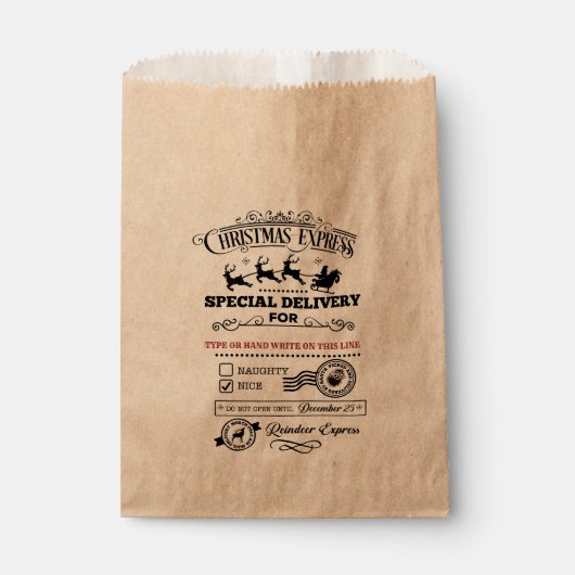 Sachets En Papier Spécial livraison Express de Noël NICE friandise (Devant)