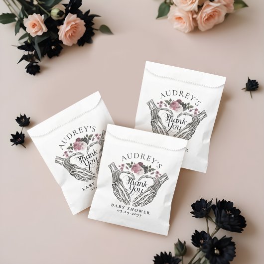 Sachets En Papier Squelette gothique Mains Baby shower coeur Merci