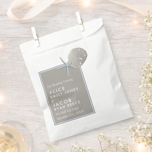 Sachets En Papier Starfish and Sand Dollar - Mariage plage (Coupé)