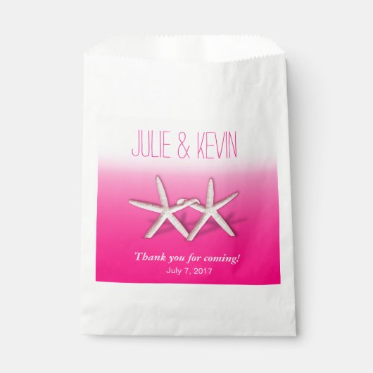 Sachets En Papier Starfish Couple Sur La Plage Mariage ombre fuchsia (Devant)