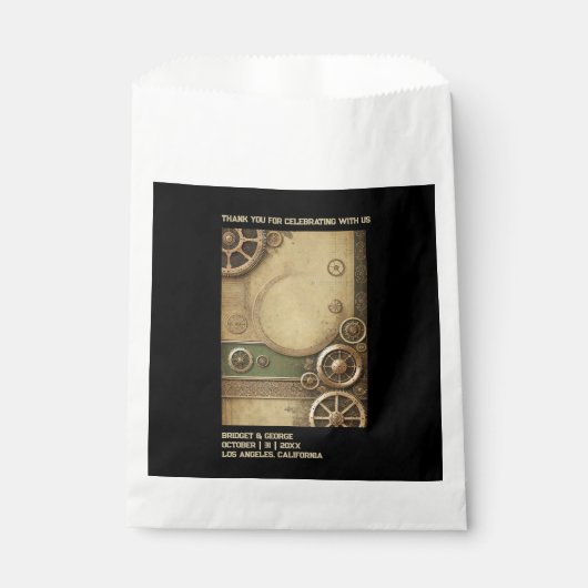 Sachets En Papier Steampunk Victorian Gearwork Mariage merci (Devant)