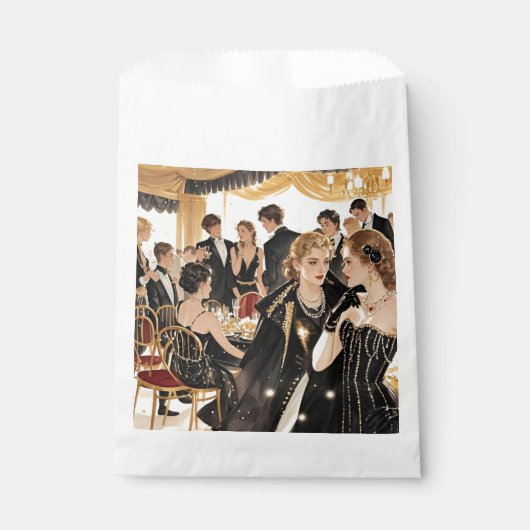 Sachets En Papier Style Moulin rouge, noir et or, Luxe riche (Devant)