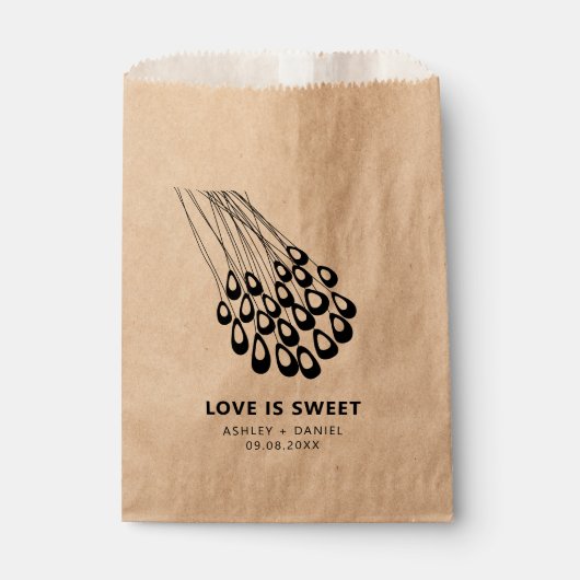 Sachets En Papier Stylisé Peacock Feather Mariage moderne (Devant)