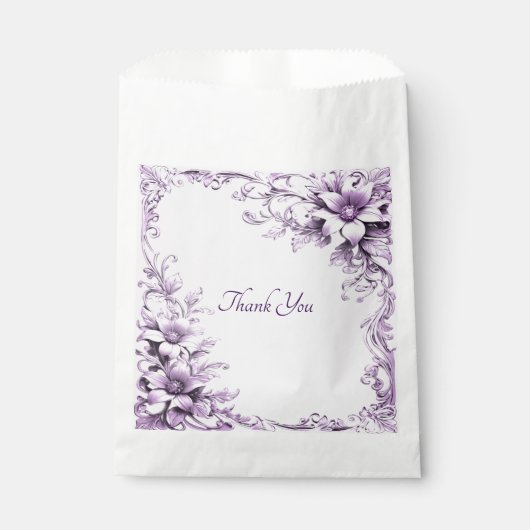 Sachets En Papier Stylish Purple Flowers Favor Bag (Devant)