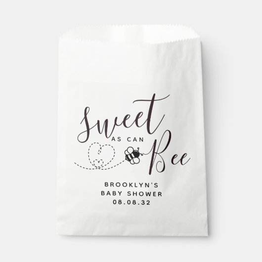 Sachets En Papier Sucré comme le Baby shower Can Bee (Devant)