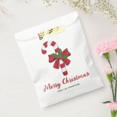 Sachets En Papier Sucre de canne Avec Bow Et Noël Holly & Texte (Scellé)