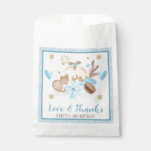 Sachets En Papier Sucreries d'hiver Bleu & Or 2e anniversaire
