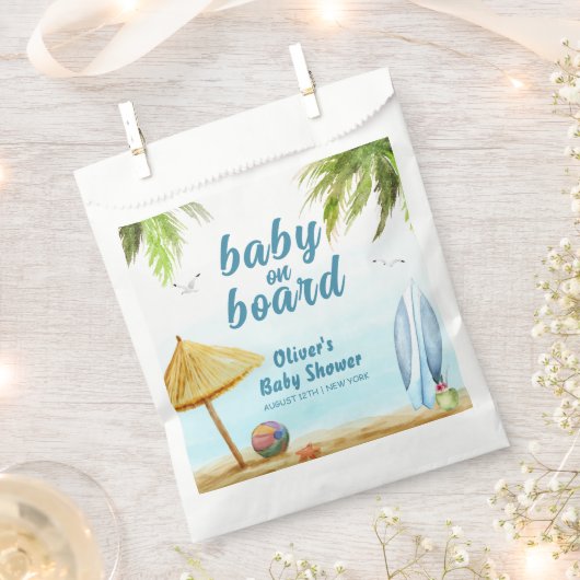 Sachets En Papier Summer Beach Ocean Surboard Baby shower (Coupé)