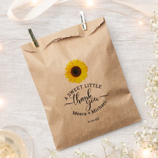 Sachets En Papier Sunflower Sweet Merci Mariage (Coupé)