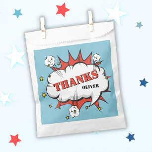 Sachets En Papier Superhero Comic Discours Bubble Anniversaire Merci