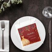 Sachets En Papier Sweet 16 fleurs de robe rouge or