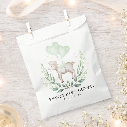 Sachets En Papier Sweet Baby Sheep Baby shower d'agneau vert printem (Coupé)