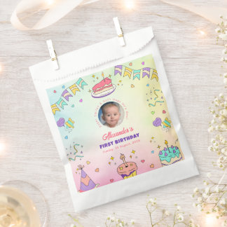 Sachets En Papier Sweet Pastel Baby Boy 1st Birthday Photo Favor Bag