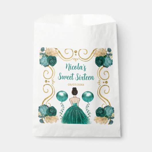Sachets En Papier Sweet Sixteen Brown Hair Princess in Teal (Devant)