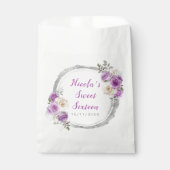 Sachets En Papier Sweet sixteen de fleurs élégantes violet et argent (Devant)